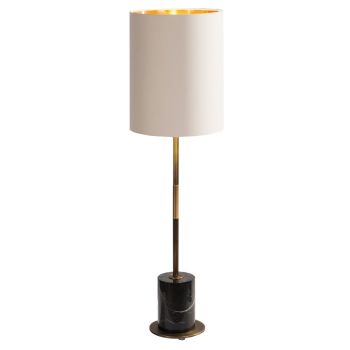 Blaze Table Lamp - Metal/Fabric/Marble - L24 x W24 x H86 cm - Black/Opal/Brass