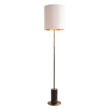 Blaze Floor Lamp - Metal/Fabric/Marble - L36 x W36 x H174 cm - Black/Opal/Brass