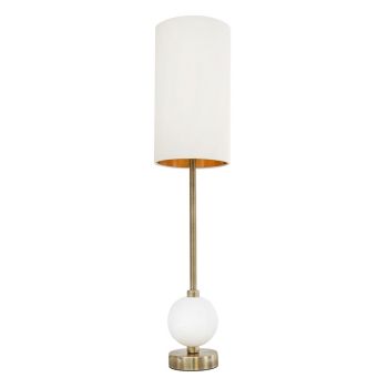 Mistral Table Lamp - Metal/Marble/Fabric - L15 x W15 x H67 cm - Brass/White/Opal