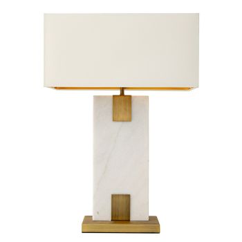 Meadow Table Lamp - Metal/Marble/Fabric - L22 x W46 x H67 cm - Brass/White/Opal