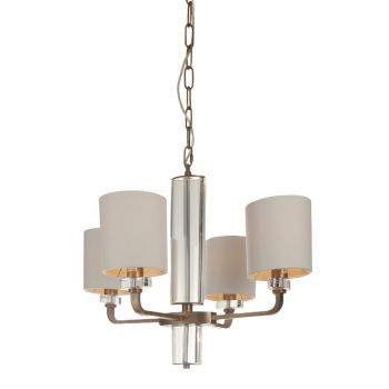 Briar Chandelier - Metal/Crystal/Fabric - L52 x W60 x H43 cm - Brass/Opal
