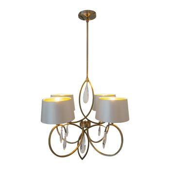 Cygnus 4 Arm Chandelier - Metal/Crystal/Fabric - L58 x W58 x H95 cm - Brass