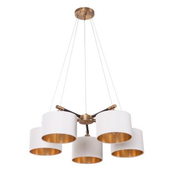 Piper Chandelier - Metal/Fabric - L65 x W65 x H21 cm - Brass/Opal