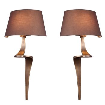 Nero Wall Lamps - Metal/Fabric - L19 x W19 x H72.8 cm - Brass/Brown