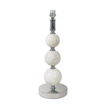 Dante Table Lamp Base - Metal/Marble - L15 x W15 x H43 cm - Nickel/White