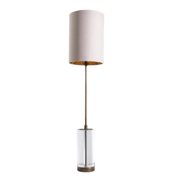 Cyrus H80cm Table Lamp - Metal/Crystal/Fabric - L18 x W18 x H79 cm - Brass/Soft Latte