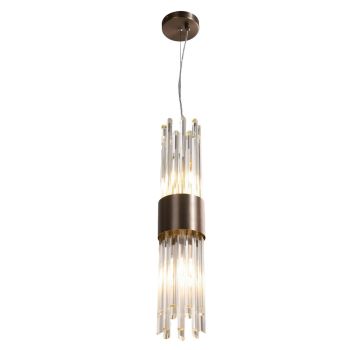 Billie Pendant - Metal/Glass - L12.7 x W12.7 x H60 cm - Bronze