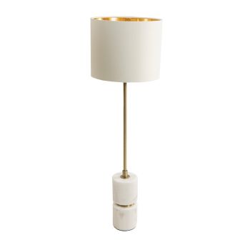 Alden Table Lamp - Metal/Marble/Fabric - L20 x W20 x H66 cm - Brass/White/Opal