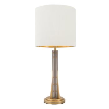 Aria Table Lamp - Metal/Fabric - L30 x W30 x H68.5 cm - Brass/Gunmetal/Opal