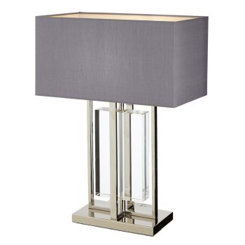 Ripley Table Lamp - Metal/Crystal/Fabric - L24 x W42 x H58.8 cm - Nickel/Charcoal
