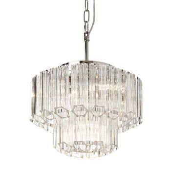 Keira Chandelier - Metal/Glass - L34 x W34 x H28 cm - Nickel