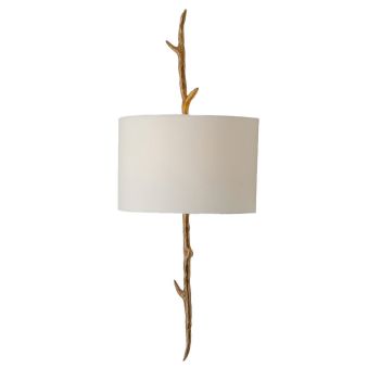 Dariel Left Wall Lamp - Metal/Fabric - L15.2 x W30 x H70.2 cm - Brass/White
