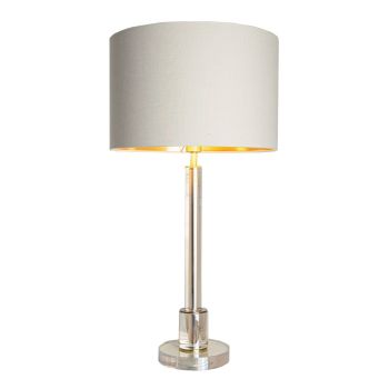 Alistair Table Lamp - Metal/Crystal/Fabric - L28 x W28 x H4 cm - Brass/Soft Latte