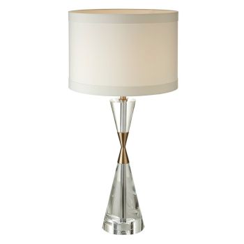 Kenzo Table Lamp - Metal/Crystal/Fabric - L36 x W36 x H70.2 cm - Brass/Taupe