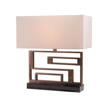 Alder Table Lamp - Metal/Marble/Fabric - L25 x W45 x H49.5 cm - Brass/Black