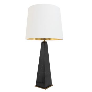 Hadrian Table Lamp - Metal/Marble/Fabric - L38 x W38 x H78 cm - Brass/Black/Opal