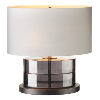 Taylor Table Lamp - Metal/Crystal/Fabric - L20 x W40 x H40 cm - Gunmetal/Smoke/Opal