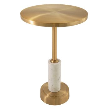 Ivy Side Table - Marble/Metal - L35 x W35 x H55 cm - White/Gold
