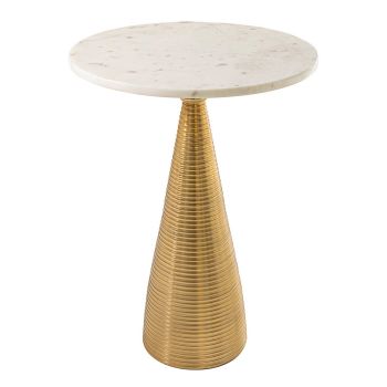Kilo Side Table - Marble/Metal - L38 x W38 x H54 cm - White/Gold