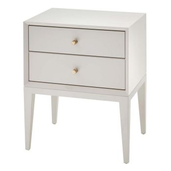 Pico Side Table - Wood/Brass - L37.5 x W50 x H60 cm - White