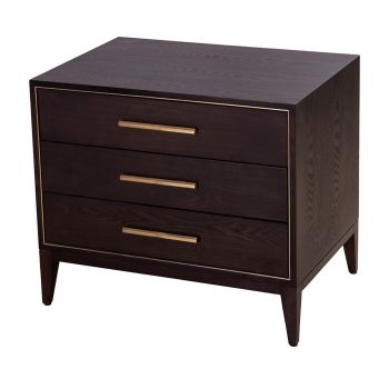 Thorn 3 drawer Side Table - Wood/Brass - L50 x W70 x H60 cm - Chocolate/Brass