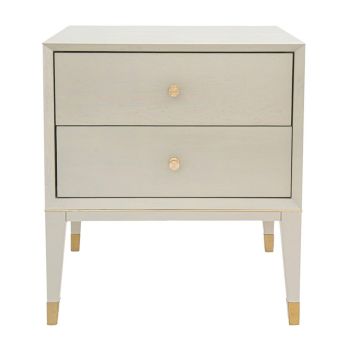 Bex Side Table - Wood - L37.5 x W50 x H60 cm - Ceramic Grey/Brass