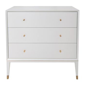 Bex 3 Drawer Chest - Metal/Wood - L50 x W90 x H90.5 cm - Brass/White