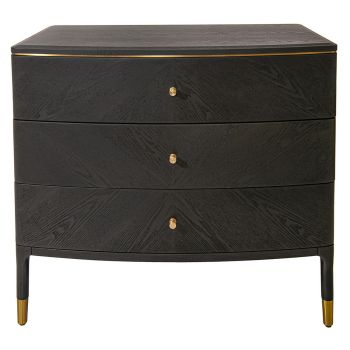 Marlow 3 Drawer Chest - Metal/Wood - L55 x W90 x H81 cm - Brass/Grey