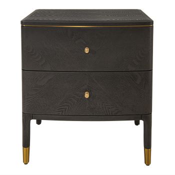 Marlow 2 Drawer Side Table - Metal/Wood - L42 x W58 x H66 cm - Brass/Grey