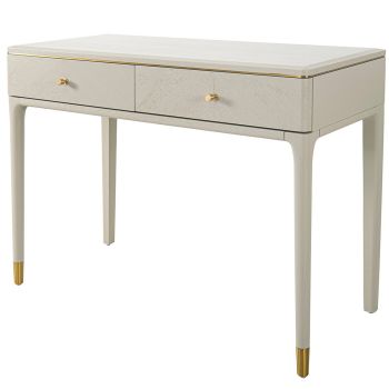 Marlow Dressing Table - Metal/Wood - L45 x W100 x H79 cm - Brass/Off-white