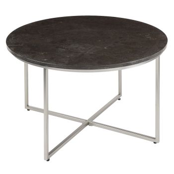 Zephyr Coffee Table - Metal/Marble - L80 x W80 x H45 cm - Nickel