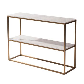Yarrow Bookcase - Metal/Marble - L30 x W100 x H70 cm - Gold/White