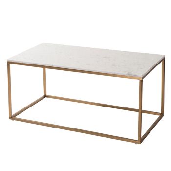 Yarrow Coffee table - Metal/Marble - L50 x W10 x H45.5 cm - Gold/White