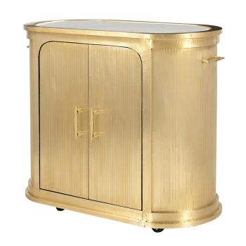 Pavo Trolley - Metal/Wood/Marble - L43 x W86 x H73 cm - Brass/White