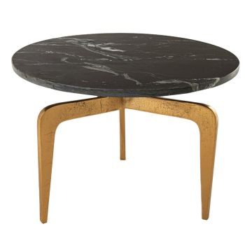 Callisto Side Table - Metal/Marble - L53 x W53 x H38 cm - Black/Gold