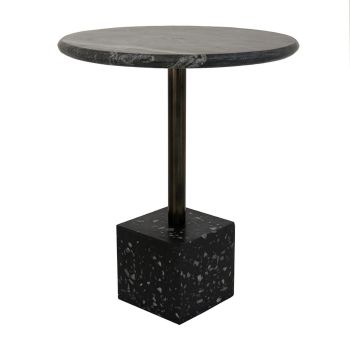 Otis Table - Metal/Marble - L40 x W40 x H48 cm - Black