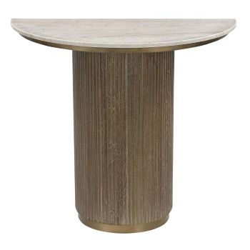 Milo Console Table - Metal/Wood/Marble - L45 x W90 x H82 cm - Brass/Brown/Neutral