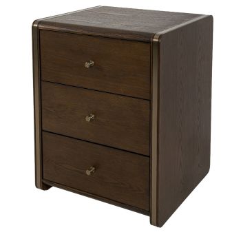 Daxton 3 Drawer Side Table - Metal/Wood - L44 x W50.4 x H65.4 cm - Brass/Chocolate
