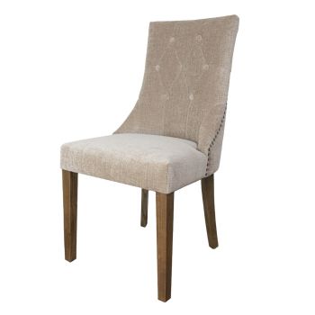 Emery Latte Chair - Wood/Chenille Fabric - L59 x W52 x H99 cm - Dark Brown/Latte