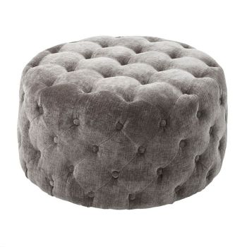 Zayden Stool - Chenille Fabric - L75 x W75 x H37.5 cm - Mouse