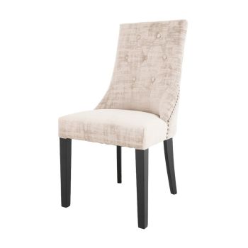 Emery Dining Chair - Wood/Velvet - L59 x W52 x H99 cm - Black/Luxe Mushroom