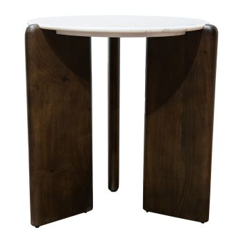 Tarian Side Table - Wood/Marble - L55 x W55 x H55 cm - Brown/White