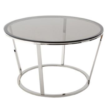 Marion Coffee Table - Metal/Glass - L80 x W80 x H45.5 cm - Nickel
