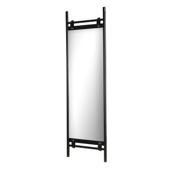 Tara Framed Mirror - Metal/Wood/Faux leather- L3.5 x W60 x H195.6 cm - Bronze/Black