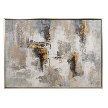 Ronan Canvas Art - Wood - L3.8 x W153 x H101.6 cm - Champagne/Grey/Gold/White