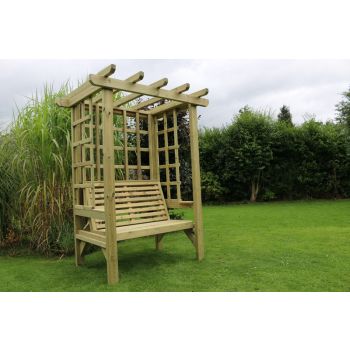 Beatrice Arbour - Sits 2, Wooden Garden Bench with Trellis - L90 x W120 x H210 cm - Minimal Assembly Required