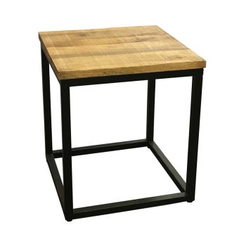 Industrial Side Table - Sawn Finish - Mango Wood/Iron - L45 x W45 x H50 cm - PP Sawn Finish