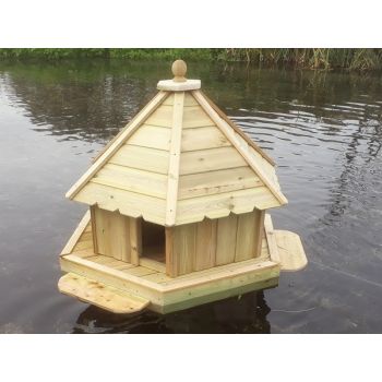 Buttercup Hexagonal Floating Duck House - Medium, Waterfowl Nesting Box for Pond or Lake