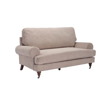 Kent 2 Seater Sofa - Chenille - L92 x W168 x H94.5 cm - Charcoal Stripe/Black - Minimal Assembly Needed
