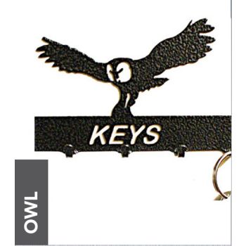 Owl Key Holder - Rack - Solid Steel - W15 x H9 cm - Powder Coated Black